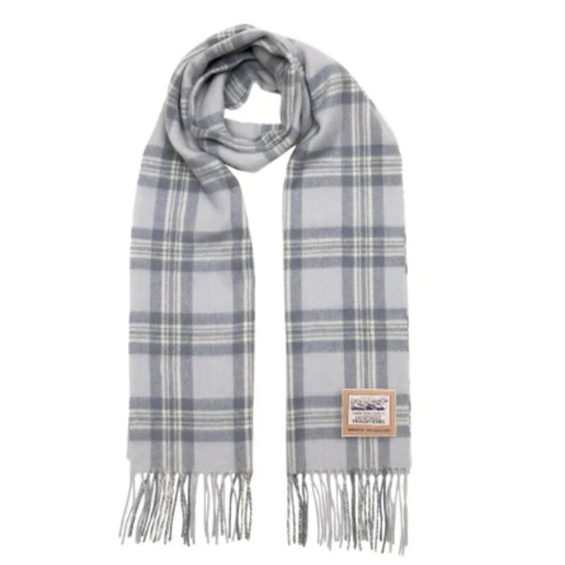 Heritage Men's Grey Traditions- Check Wool Scarf - Powder Cig77-Ht