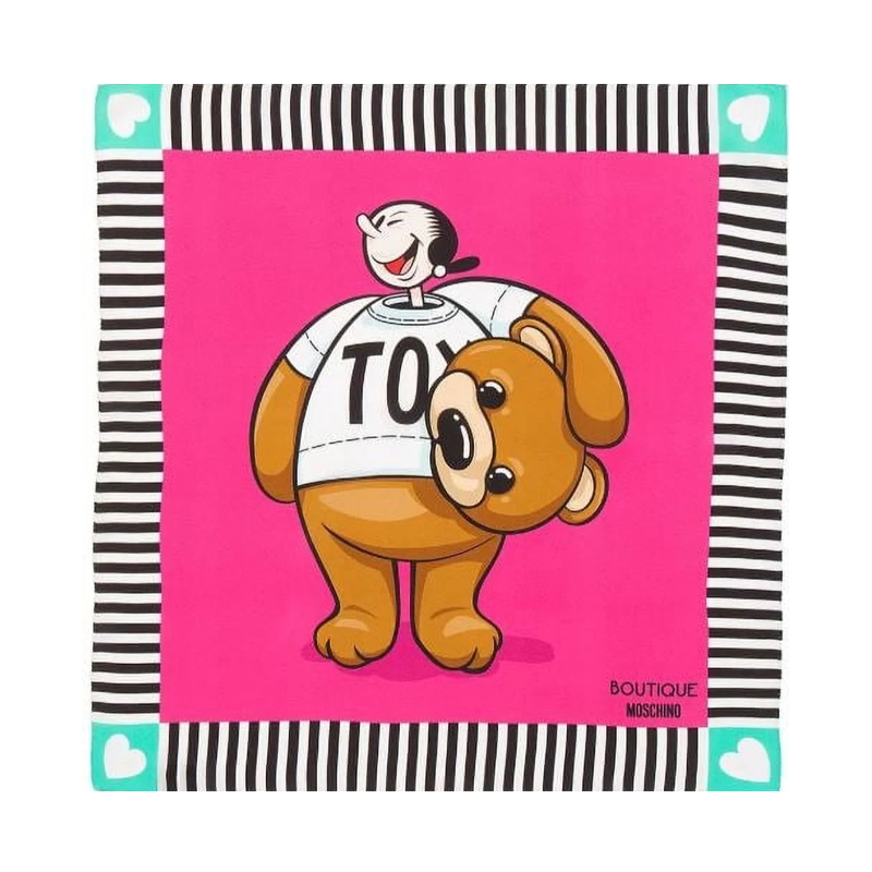 Moschino Pink Boutique Olive Oyl As Toy Bear Scarf