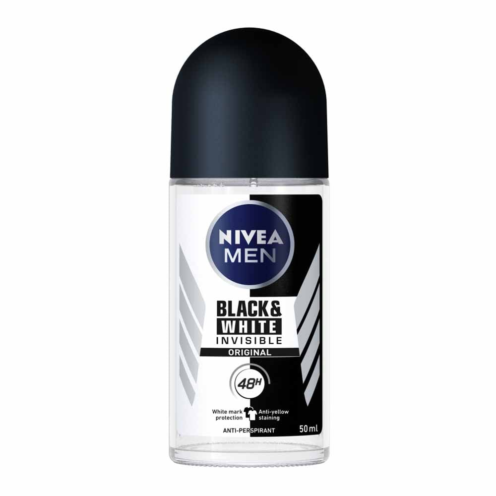 Nivea Men's Black/White - & Power Antiperspirant Deodorant Roll On (50Ml)