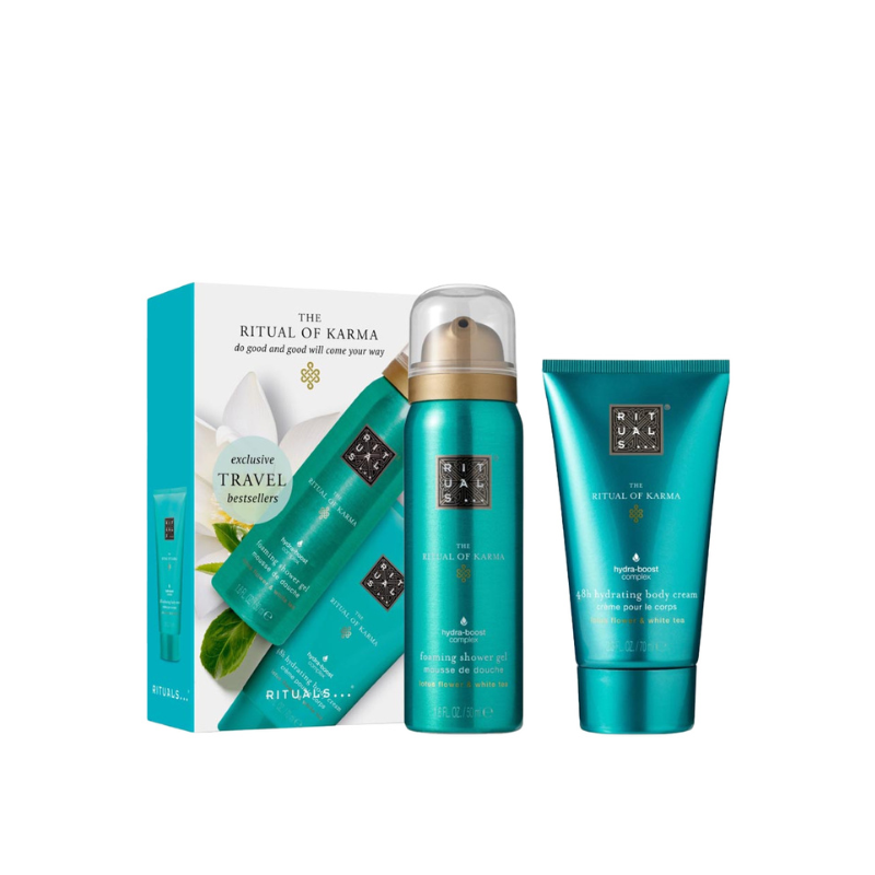 Rituals Cream/White/Green - The Ritual Of Karma Mini Travel Set (Shower Gel 50Ml & Body 70Ml)
