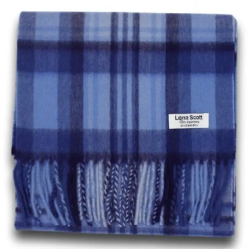 Gretna Green - Cashmere Scarf Blue Check