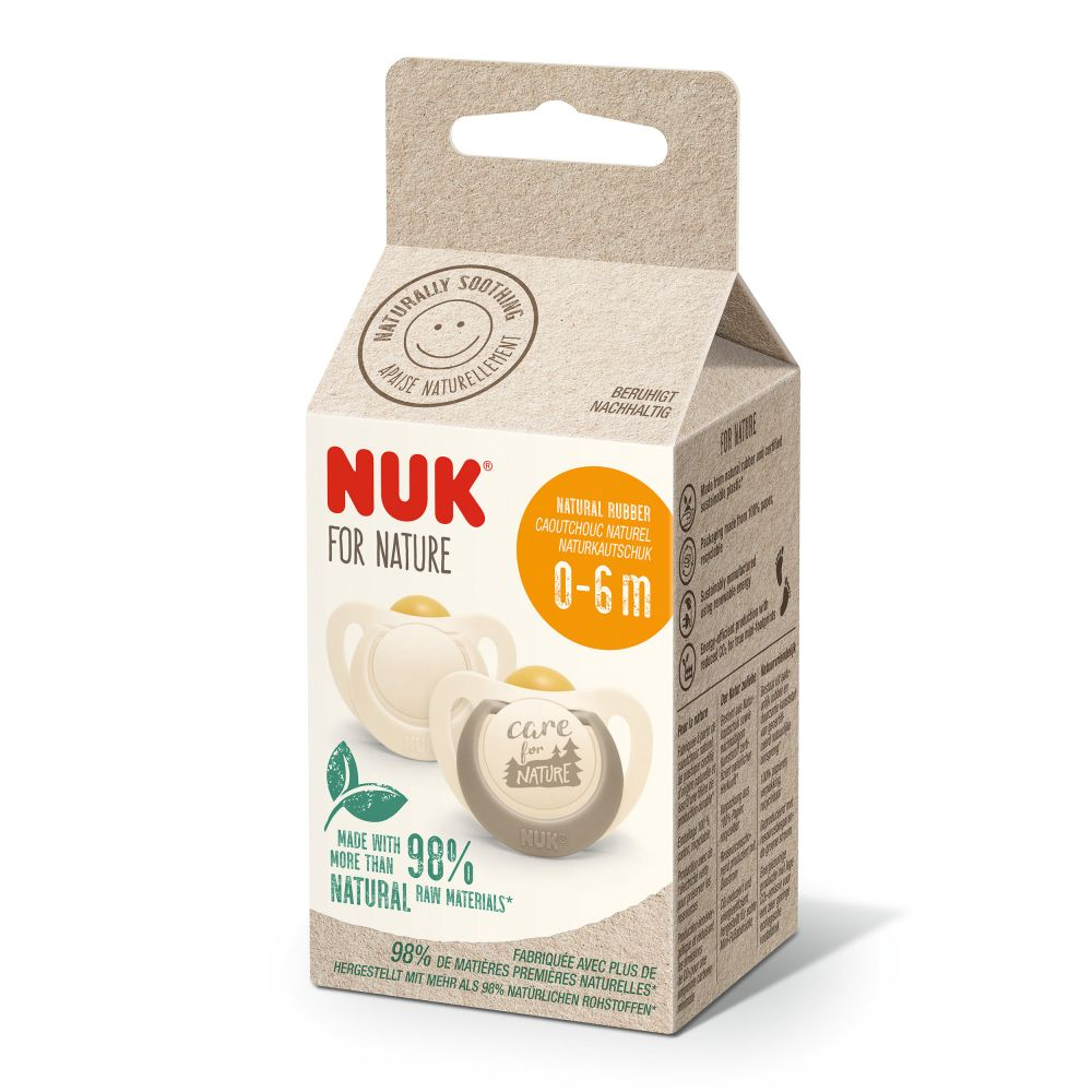 Nuk Grey - For Nature Latex Soother 0-6M (X2)
