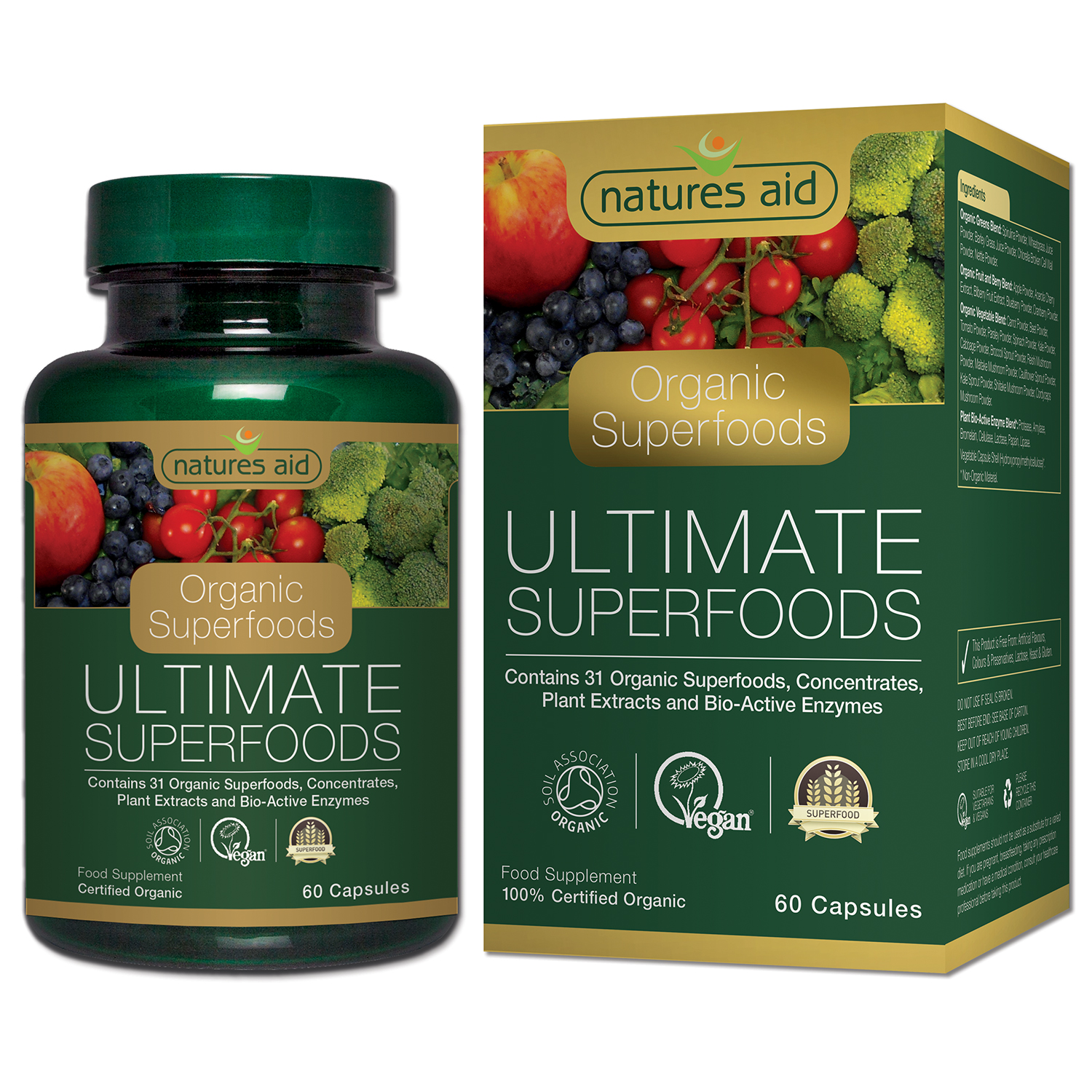 Natures Aid - Organic Ultimate Superfoods (31 Organic Superfoods And Enzymes (60 Capsules))