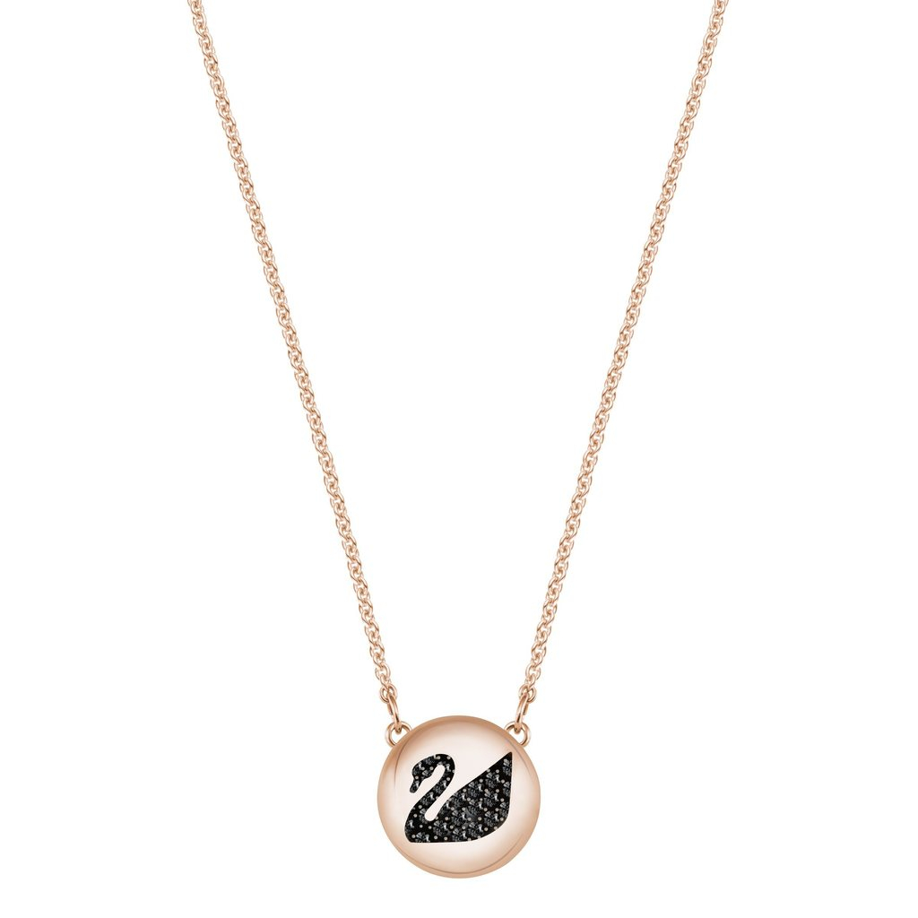 Swarovski Grey/Gold Hall Swan Pendant, Rose Plating