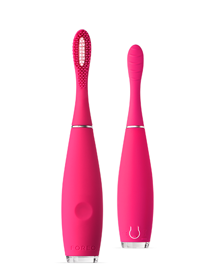 foreo - issa kids silicone sonic toothbrush 5-12 years rose nose hippo - usb plug