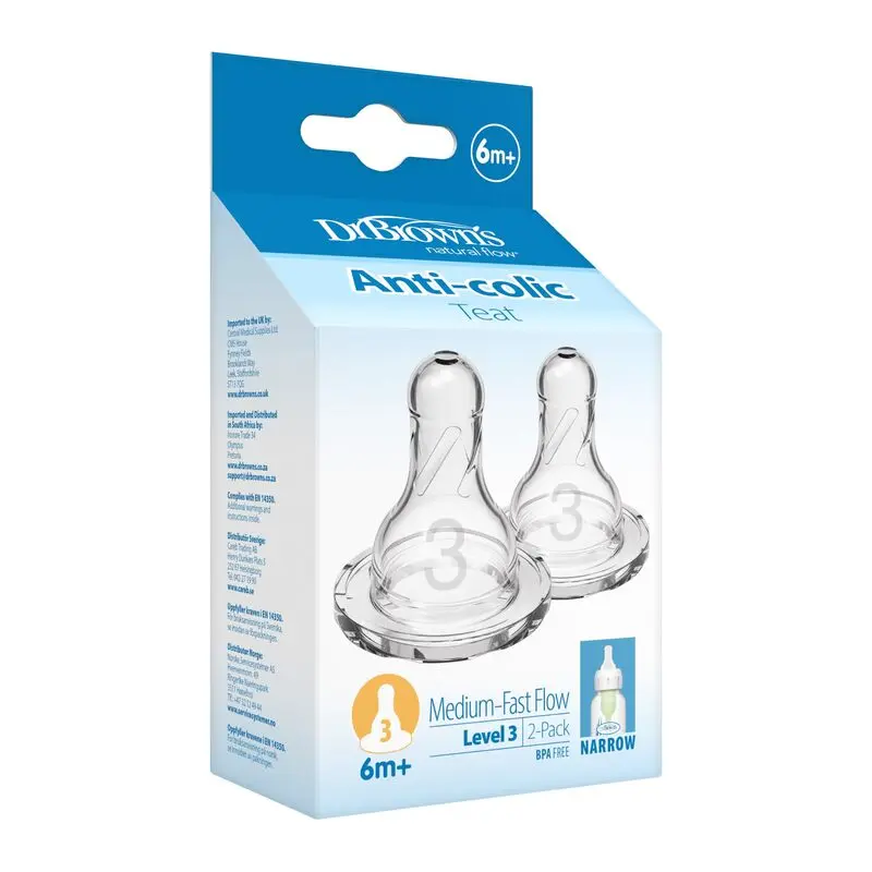 Dr Brown - Options+ Narrow-Neck Bottle Teat Level 3 (2 pack)