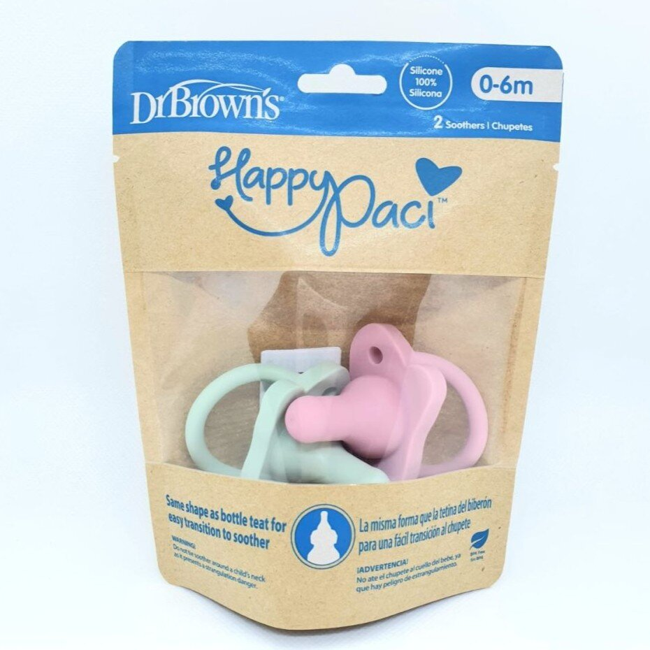 Dr. Brown’s HappyPaci 100% Silicone Soother, Pink, 2 Pack