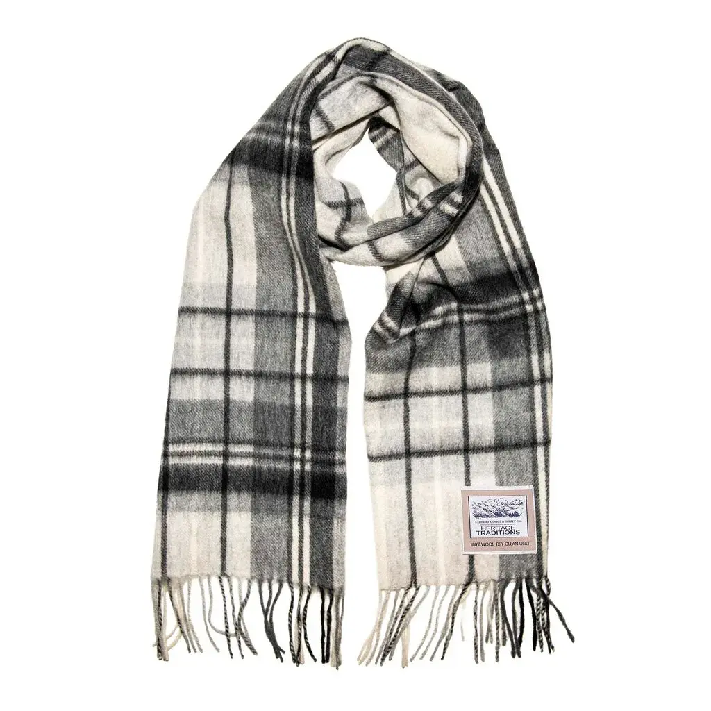 Heritage Traditions- Black/ White Check Brushed Wool Scarf