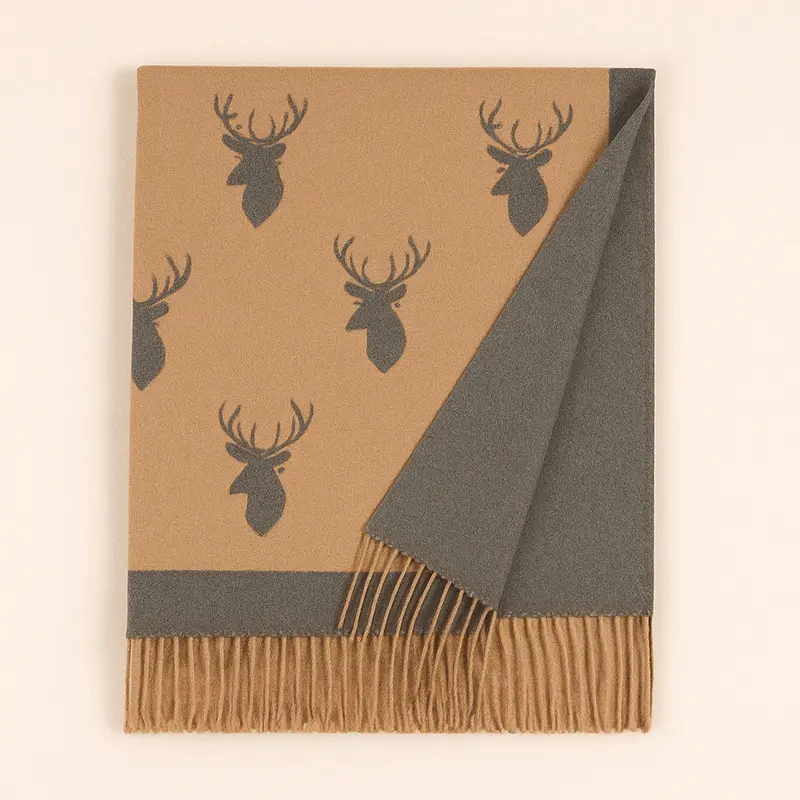 Heritage Traditions Super Soft Jacquard Scarf - Stag Camel