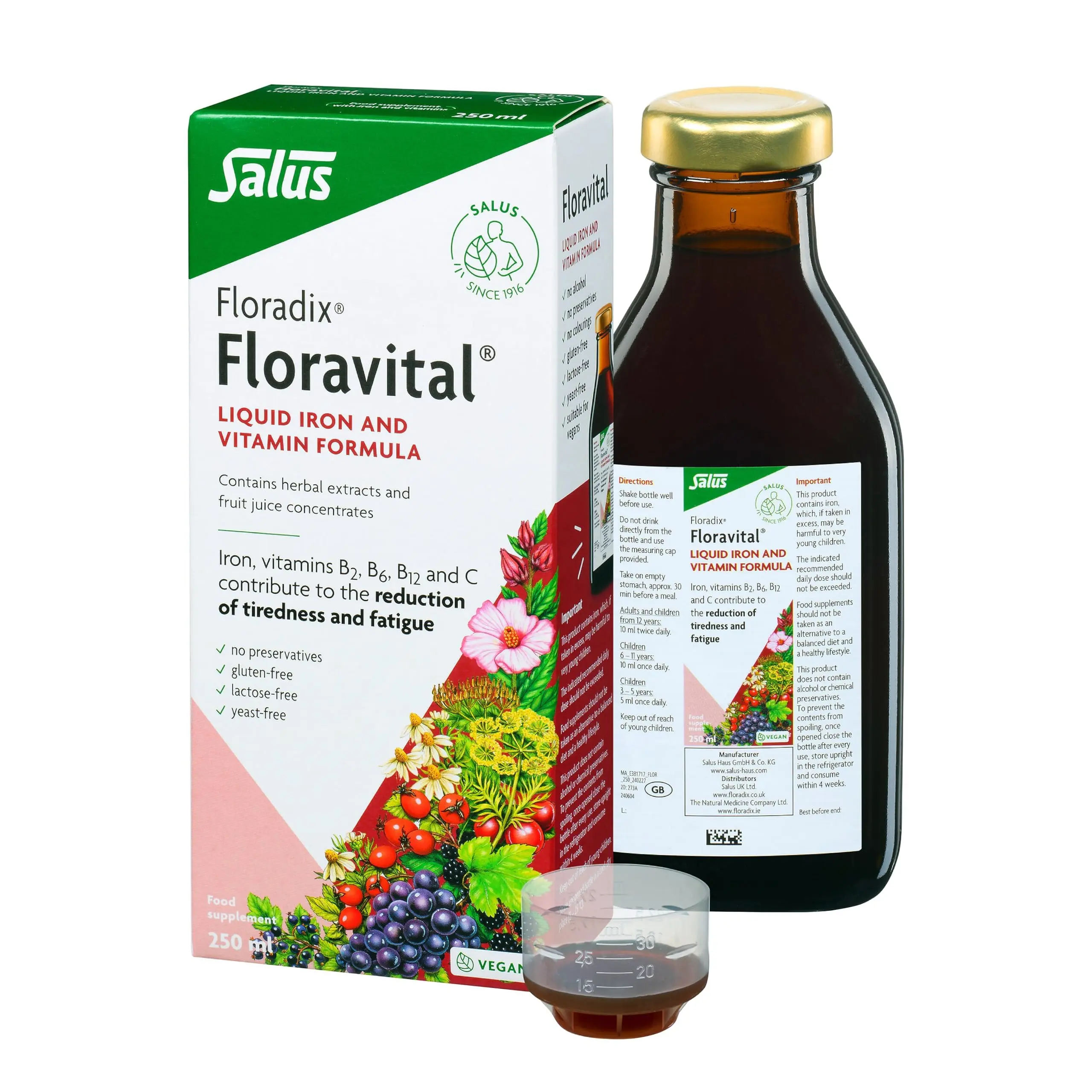 Floradix - Floravital Herbal Iron and Vitamin Formula Yeast Free (250ml)