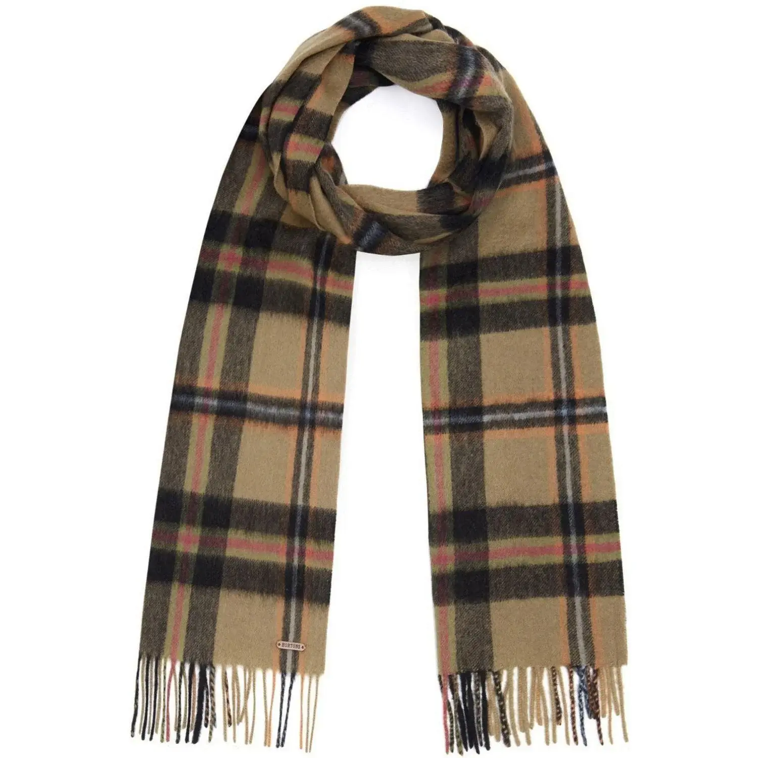 Hortons England -  100% Lambswool Checked Scarf - Black Check