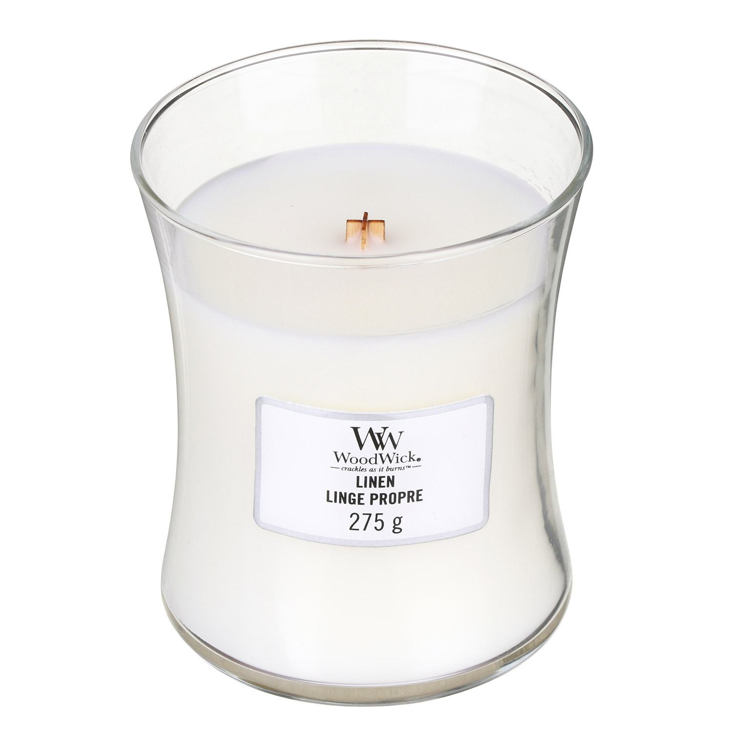 WoodWick - Linen Medium Hourglass Jar Candle
