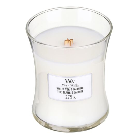WoodWick - White Tea & Jasmine Medium Hourglass Jar Candle