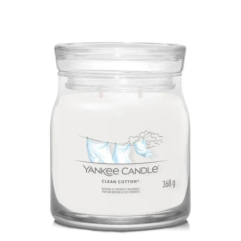 Yankee Candle White - Signature Clean Cotton Medium Jar 368G
