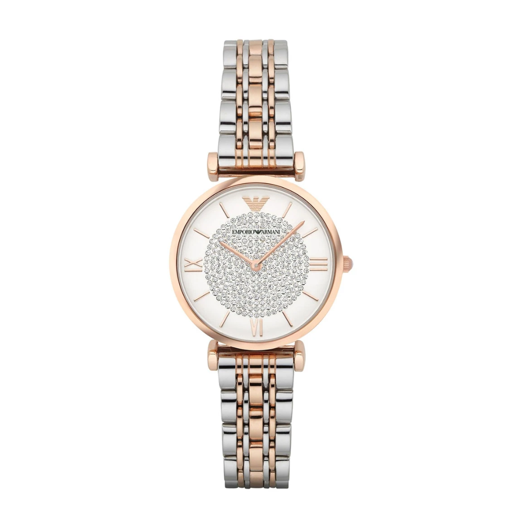 Armani Women's Gold/Silver/Light Emporio Two-Tone Rhinestone Watch Ar1926