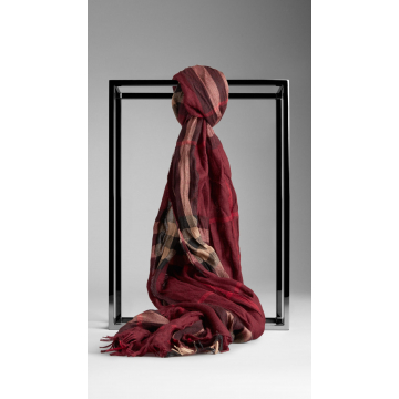 Burberry Cashmere & Wool Blend Claret Check scarf