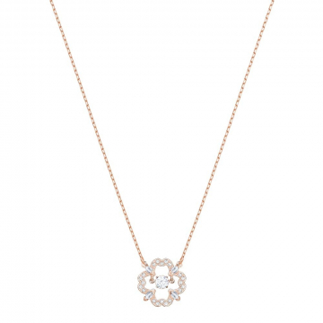 Swarovski Sparkling Dance Flower Necklace, White, Rose Gold Plating