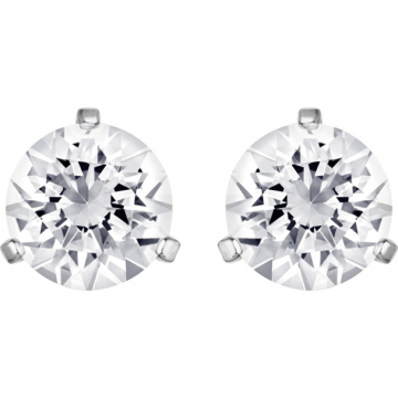 Swarovski Solitaire Pierced Earrings - White, Rhodium Plating 