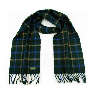 Glencroft - 100% Cashmere Plaid, Green, Blue and Yellow Scarf