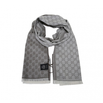 Gucci - Light Beige GG Monogram Webbing Reversible Wool and Silk Blend Scarf 