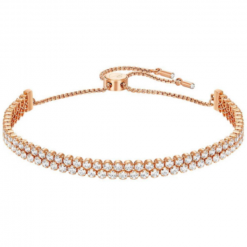 Swarovski Subtle Double Bracelet, White, Rose Gold Plating