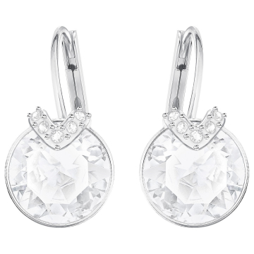 Swarovski Bella V Pierced Earrings, White, Rhodium Plating