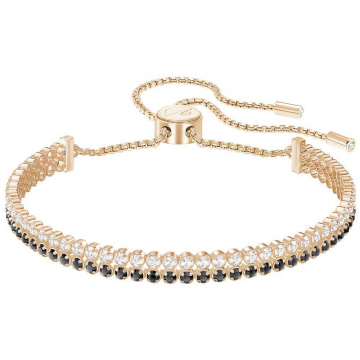 SSwarovski Subtle Double Bracelet, Black, Rose Gold Plating