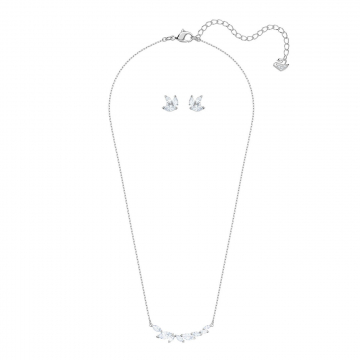 Swarovski Louison Set, White, Rhodium Plating 