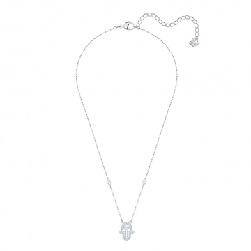 Swarovski Luckily Hamsa Hand Necklace, White, Rhodium Plating