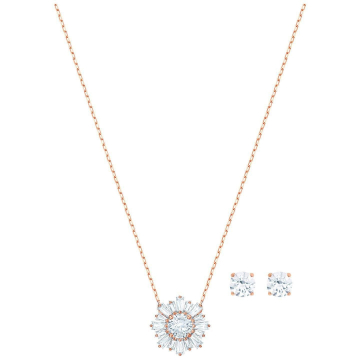 Swarovski Sunshine Set, White, Rose Gold Plating