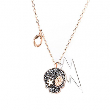 Swarovski Duo Skull Necklace, Multi-colored, Mixed plating