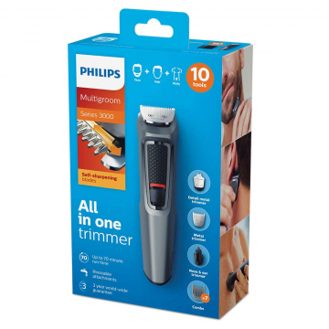Philips - Trimmers Multigroom Series 3000 10-in-1 Face, Hair & Body Trimmer MG3747/33