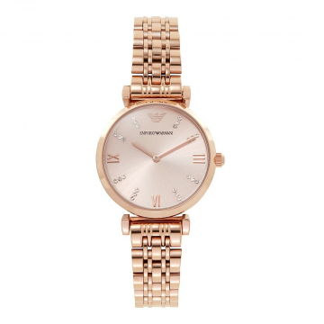 Emporio Armani Ladies Rose Gold T-Bar Watch AR11059
