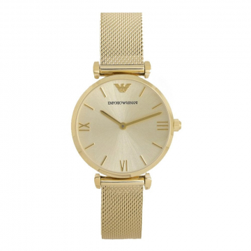 Emporio Armani Ladies Gold Plated Mesh Strap Watch AR1957