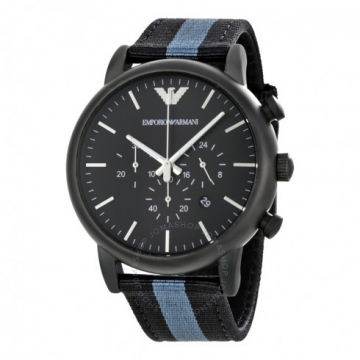 Emporio Armani Striped Men's Watch - Black/Grey