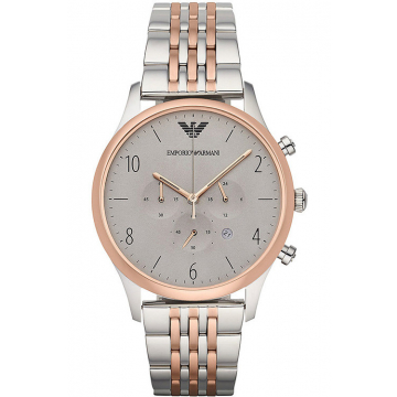 Emporio Armani Rose Gold and Stainless Steel Watch - Silver/Rose