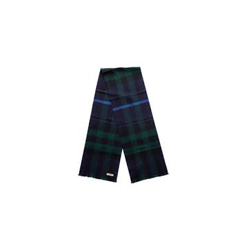 Burberry - Navy Check Lash Fringe Scarf 