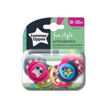 Tommee Tippee - Fun Soothers 18-36mths Cat (2pk) 