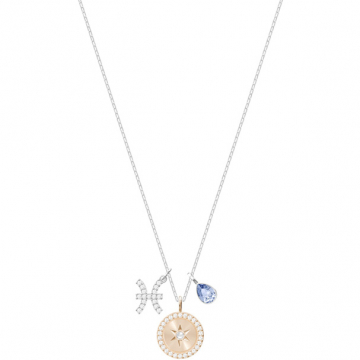 Swarovski Zodiac Pendant, Pisces, Teal, Rhodium Plating