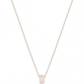 Swarovski Stone Round Pendant, Pink, Rose Gold Plating