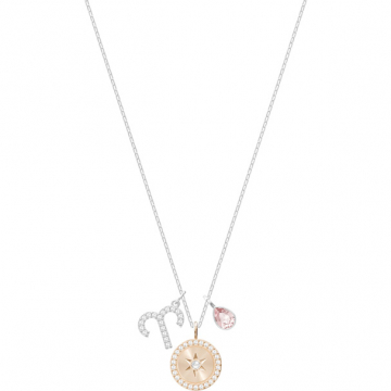 Swarovski Zodiac Pendant, Aries, Pink, Rhodium Plating