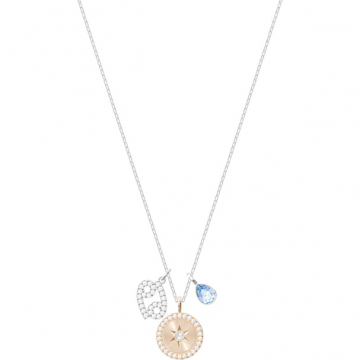 Swarovski Zodiac Pendant, Cancer, Aqua, Rhodium Plating