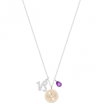 Swarovski Zodiac Pendant, Capricorn, Purple, Rhodium Plating