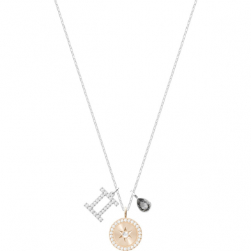Swarovski Zodiac Pendant, Gemini, Grey, Rhodium Plating
