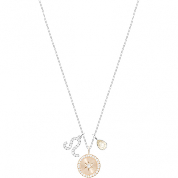 Swarovski Zodiac Pendant, Leo, White, Rhodium Plating