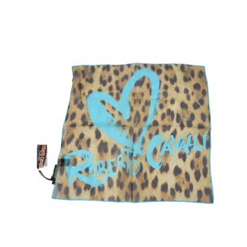 Roberto Cavalli Women 100% Silk Signature Scarf - Blue