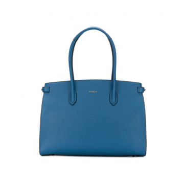 Furla Pin M Tote Bag East/West in Genziana