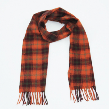 Glencroft 100% Cashmere Premium Plaid Scarf in Orange Purple & Green