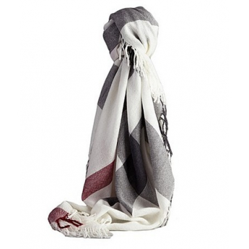 Burberry Brown wool shawl Ivory Check scarf