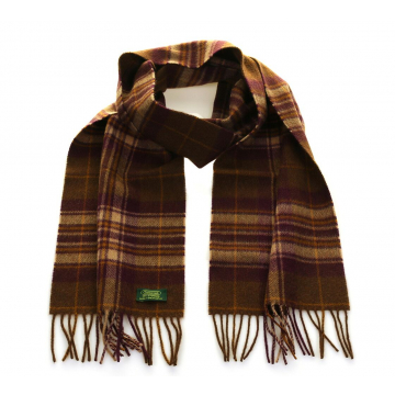 Glencroft 100% Premium Cashmere Scarf - Purple, Orange and Green Plaid